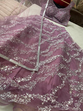 Load image into Gallery viewer, Net Crop Top Lehenga with embroidery n mirror work