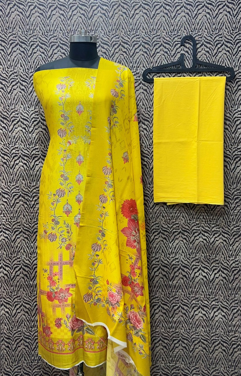 Mercirised Silk Maheshwari Printed Suit