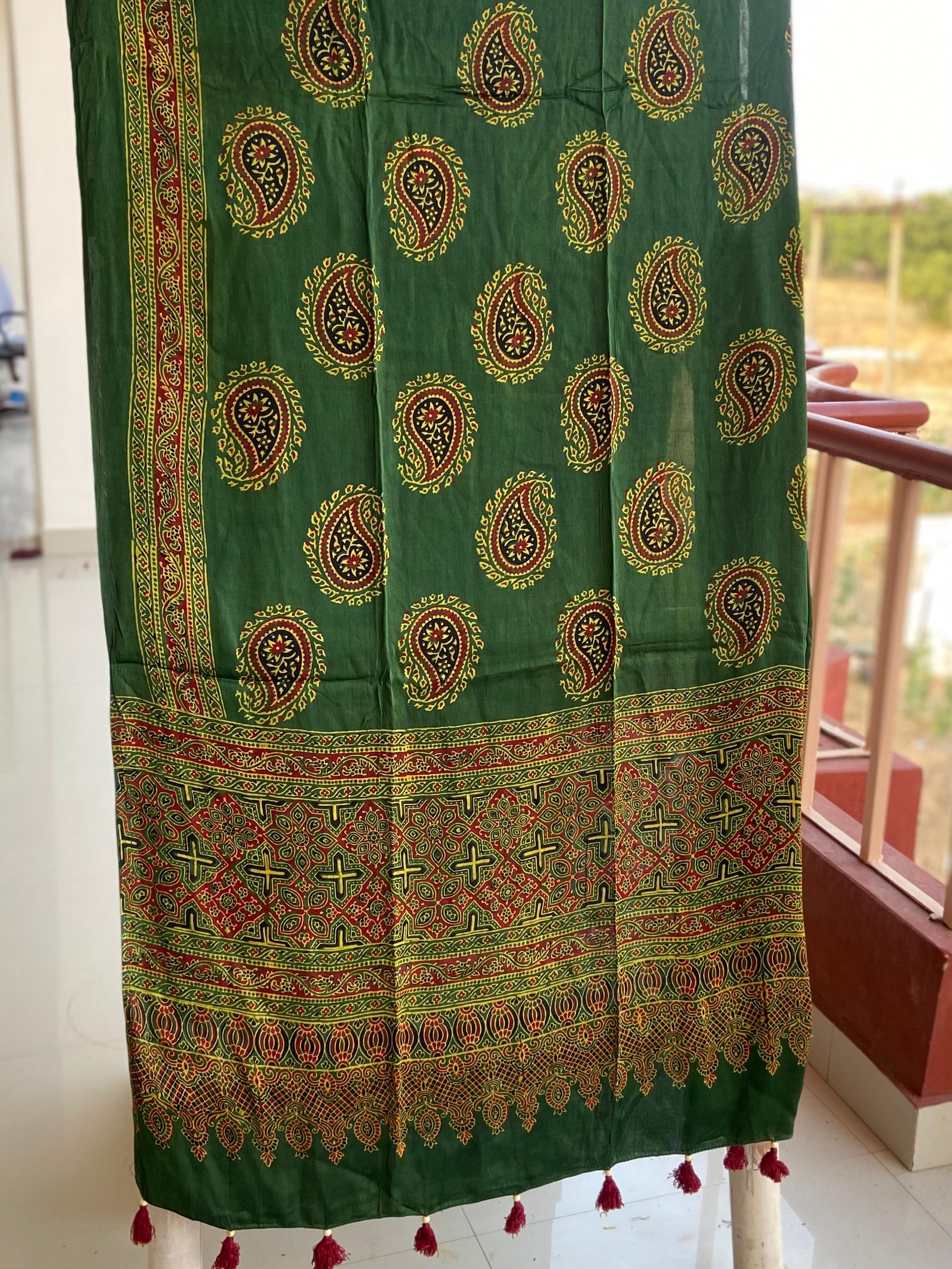 Ajrakh Handblock Modal Silk Dupattas