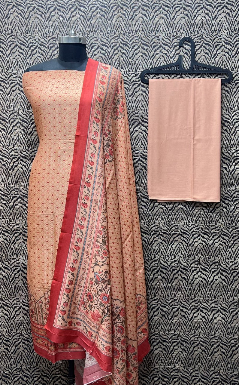 Mercirised Silk Maheshwari Printed Suit
