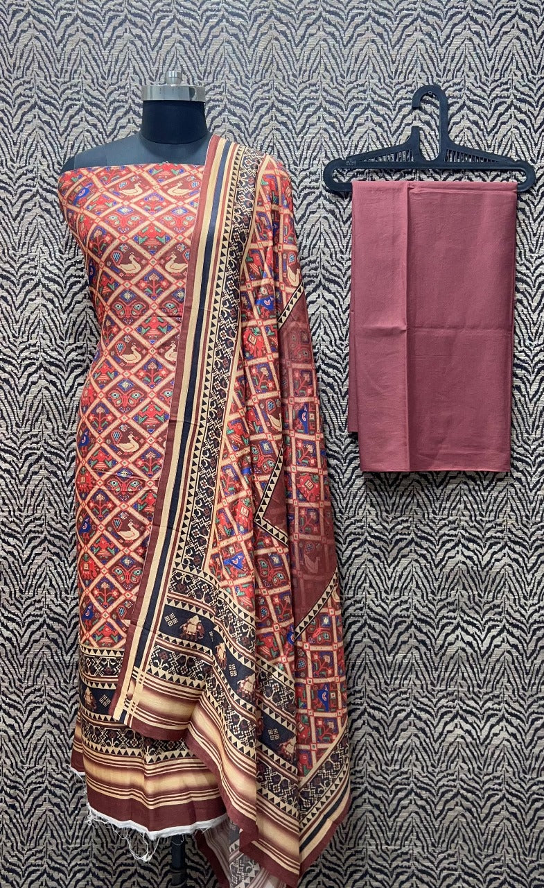 Mercirised Silk Maheshwari Printed Suit