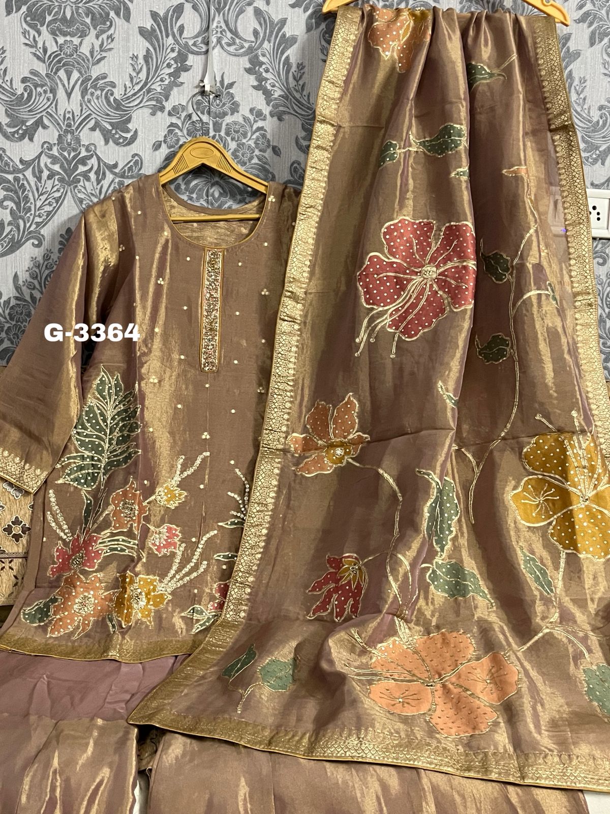 Tissue Benarsi Stitched Garara Set