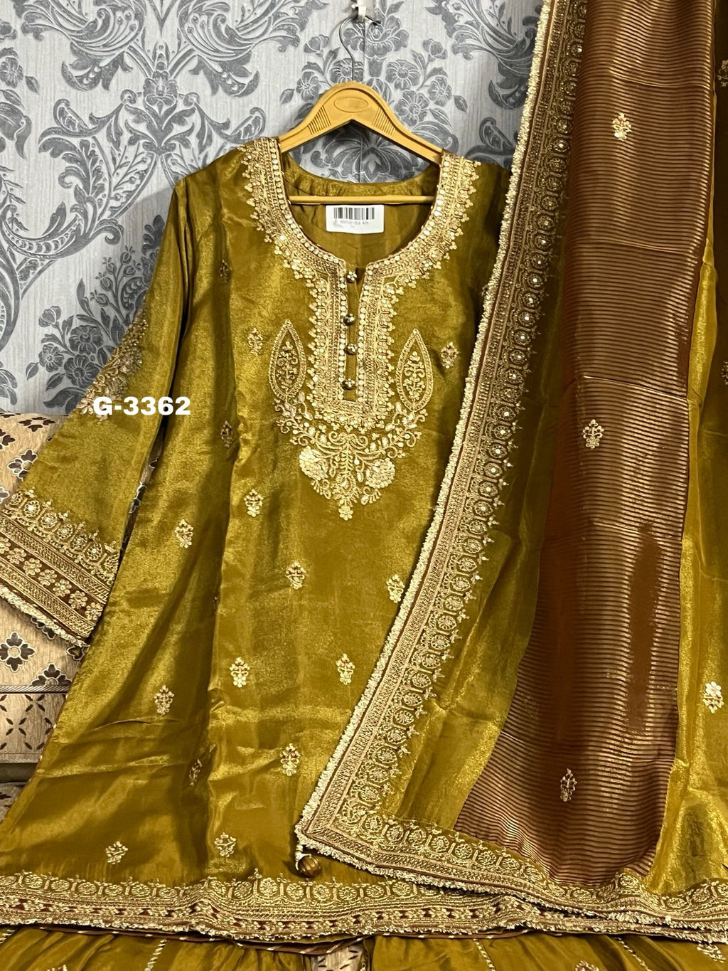 Shimmer Silk Stitched Garara set with sequins gota doriya work
