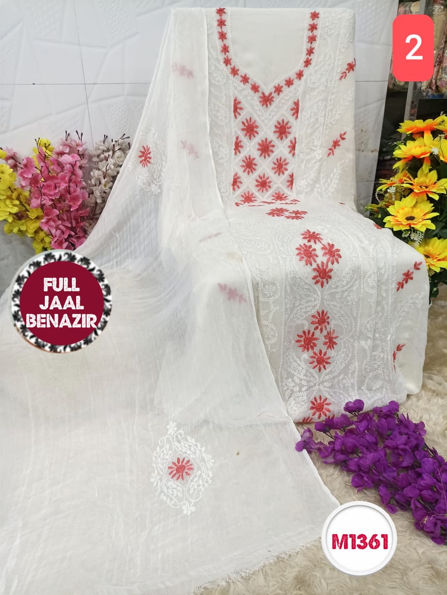 Georgette BENAZEER Full Jaal Handwork Embroidery Suit