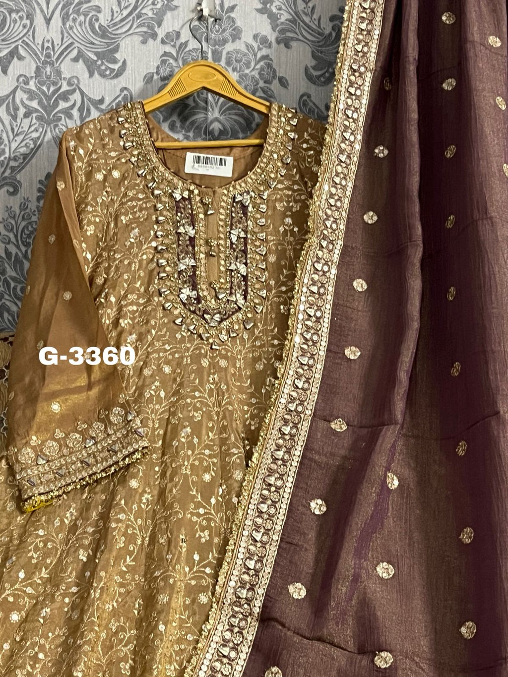 Chinnon Anarkali Stitched with Zari Sequins work