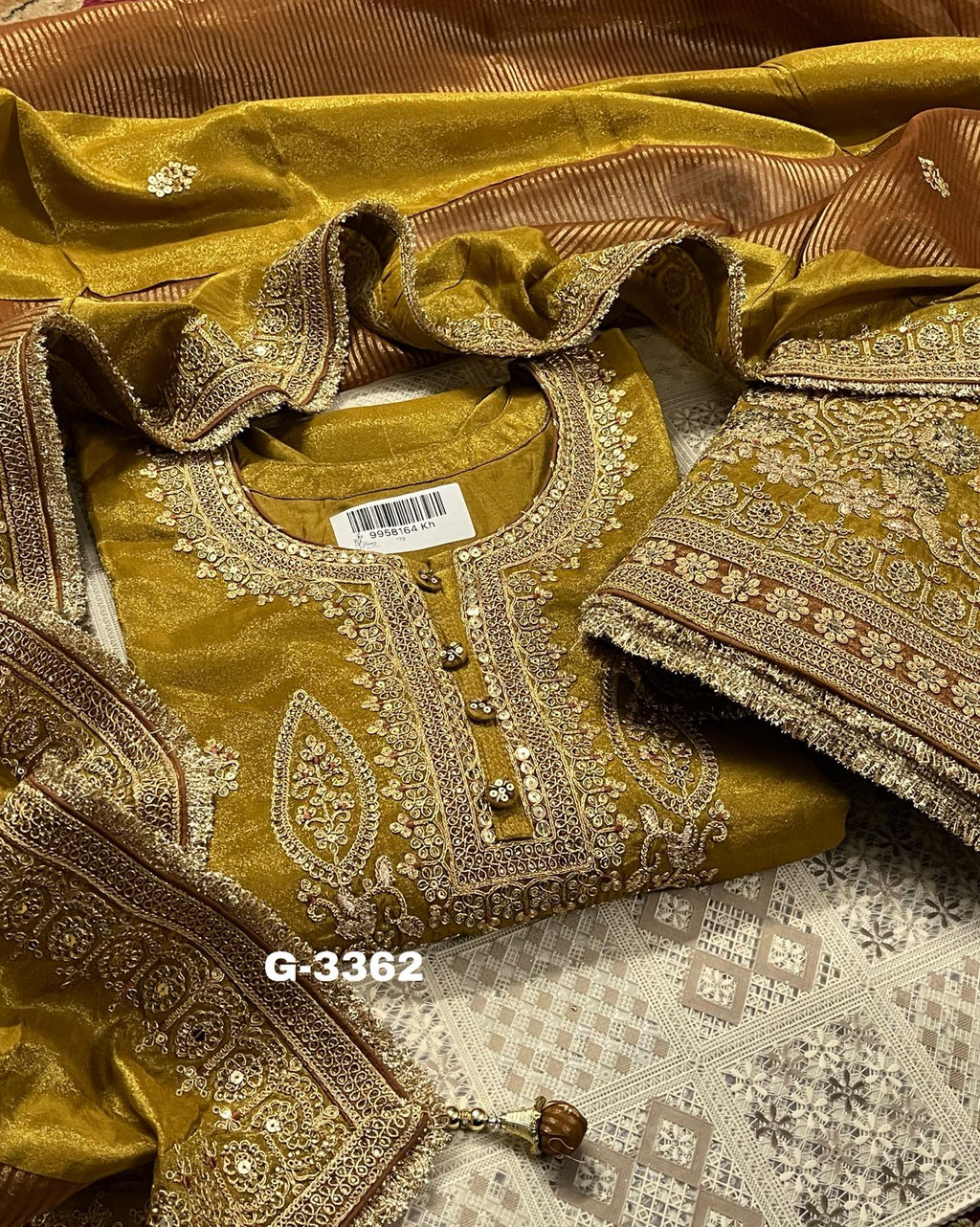 Shimmer Silk Stitched Garara set with sequins gota doriya work