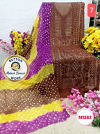 Georgette Hand Embroidered Suit with button mukesh benazir work