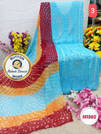 Georgette Hand Embroidered Suit with button mukesh benazir work