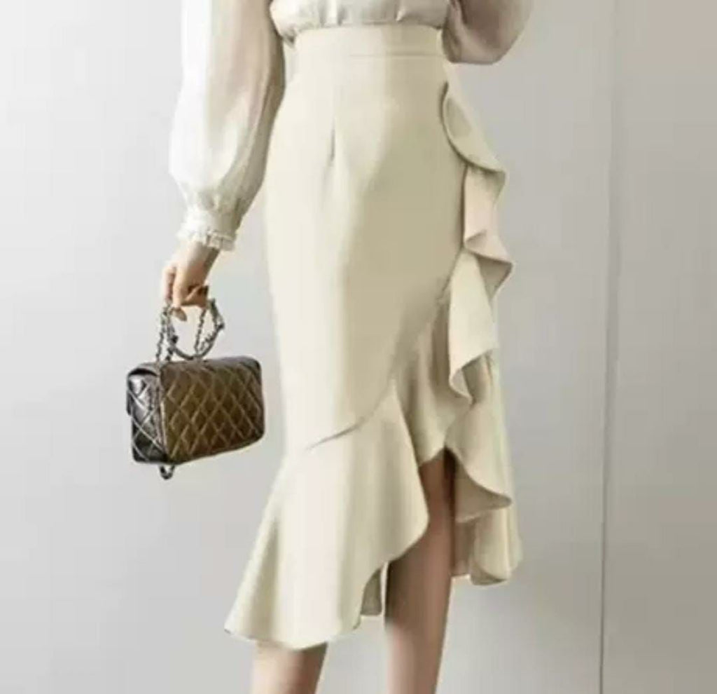 Fishtail Knitted Ruffled Skirt