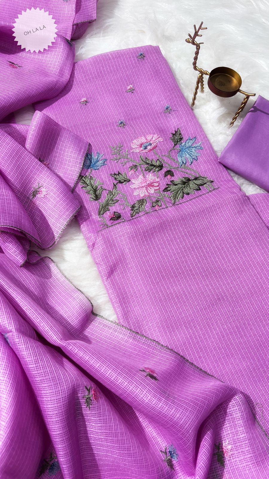 Cotton top with embroidery matching kota dupatta with silk bottom