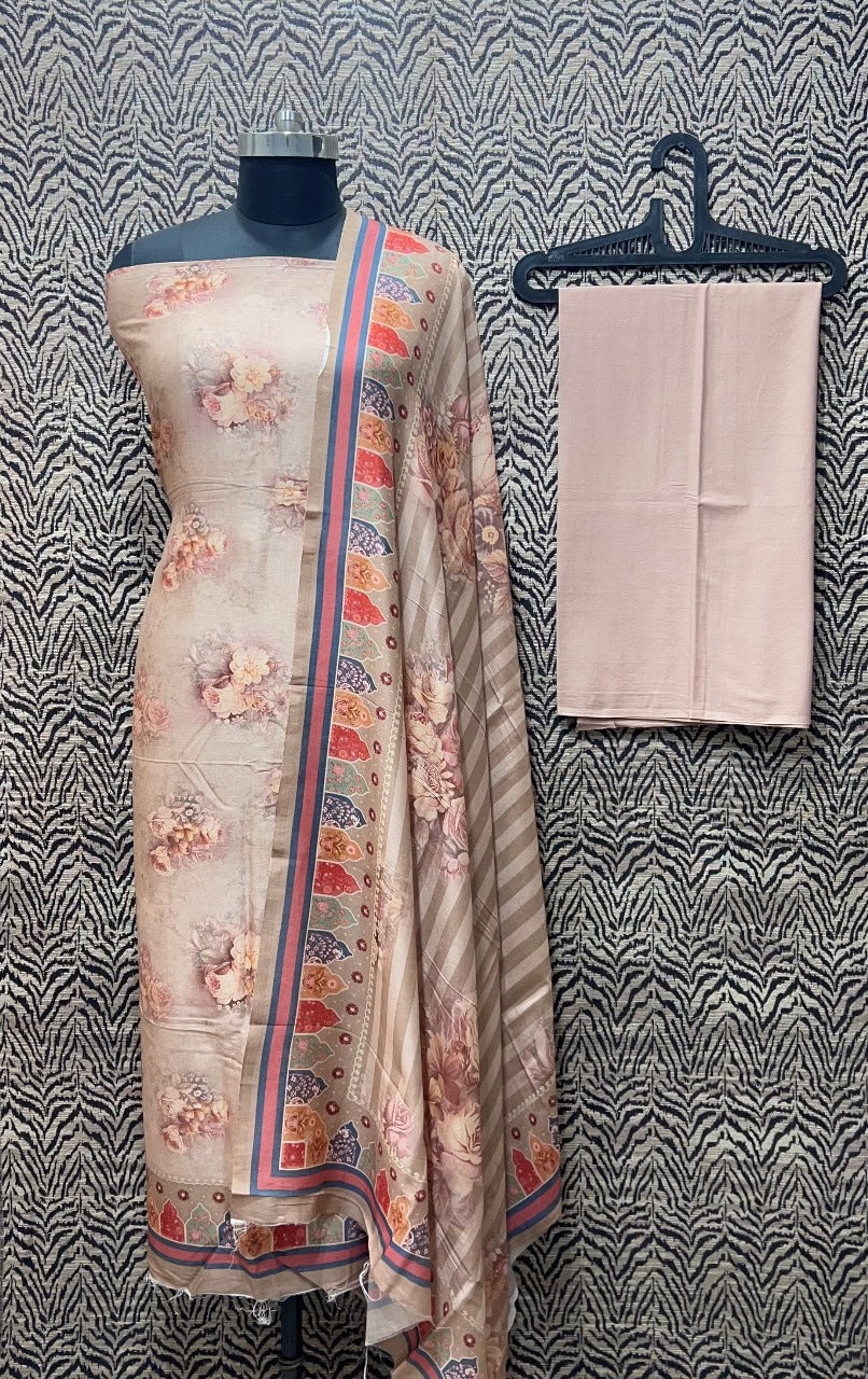 Mercirised Silk Maheshwari Printed Suit