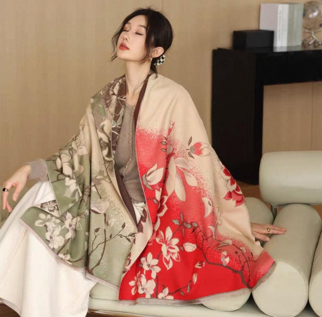 Floral Luxury Shawl Reversible