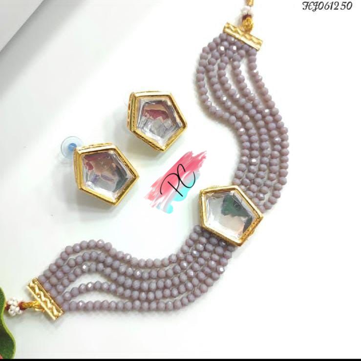 Crystal Moti Kundan Choker Sets