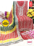 Georgette Bandhni heavy gota patti embroidery suit