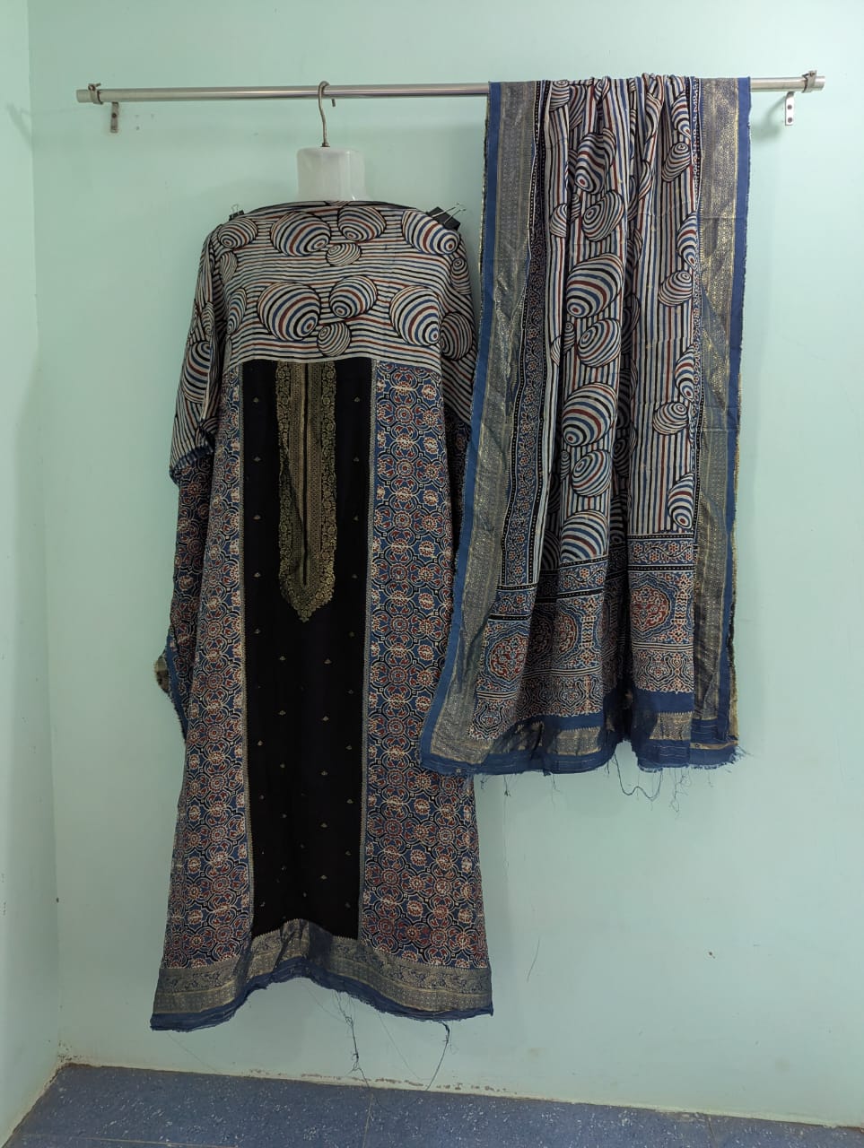 Dola Silk Ajrakh Hand Block 2 pc Suits