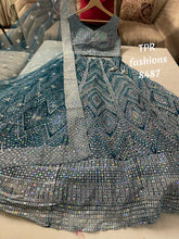 Load image into Gallery viewer, Net Rubber Print and Sequins Work Lehenga and Crop Top