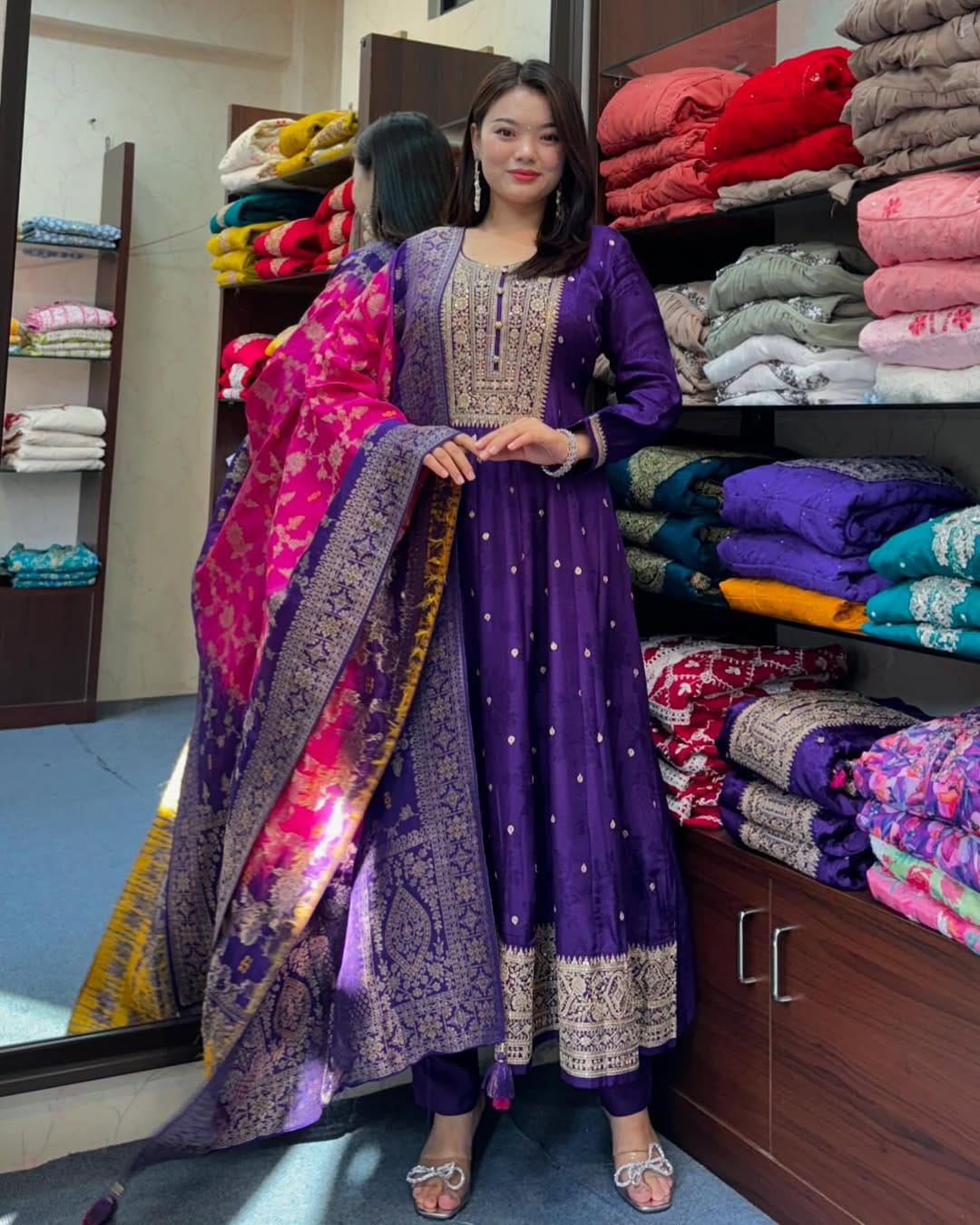 Banarasi Silk Anarkali Set