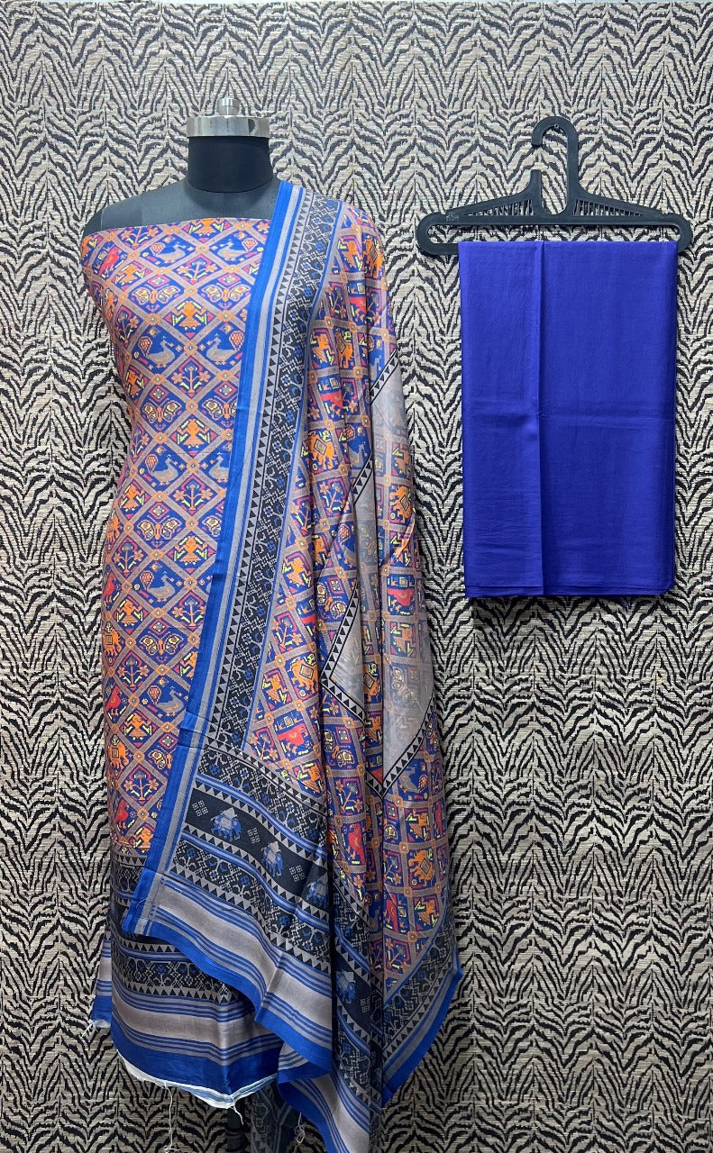 Mercirised Silk Maheshwari Printed Suit