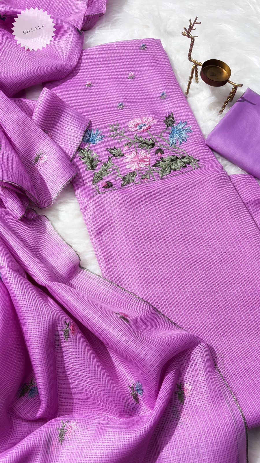 Cotton top with embroidery matching kota dupatta with silk bottom