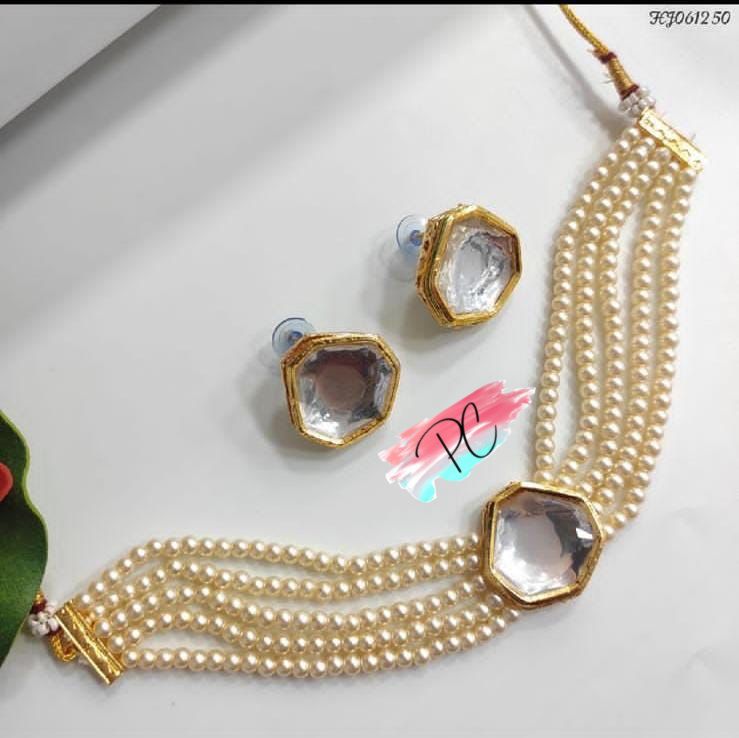 Crystal Moti Kundan Choker Sets