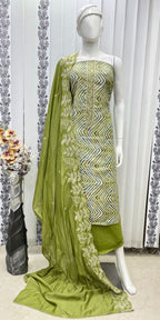 Muslin Suit with embroidery and digital print