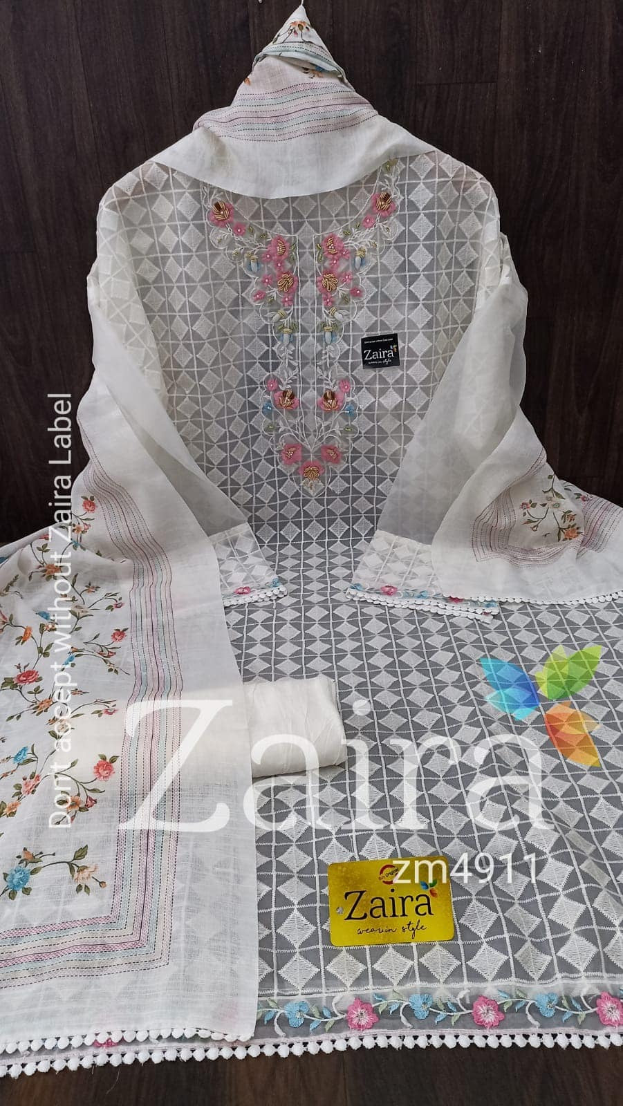 Organza semi-stitched with beautiful sequins n handwork embroidery