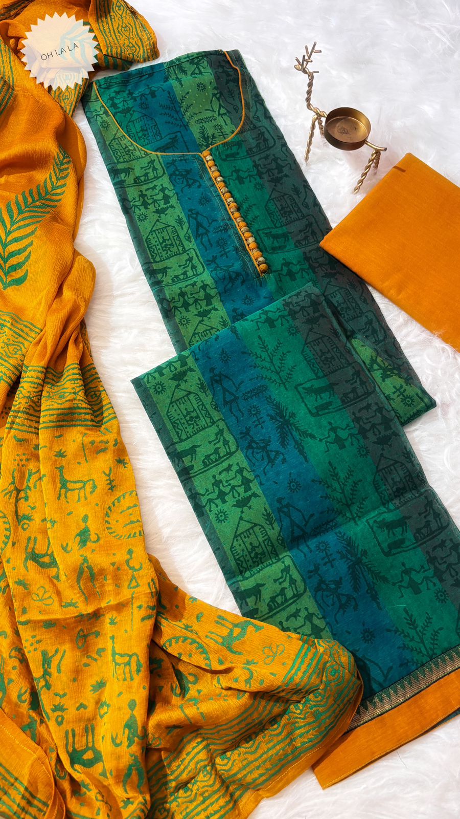 Handloom Cotton Suit with warli print