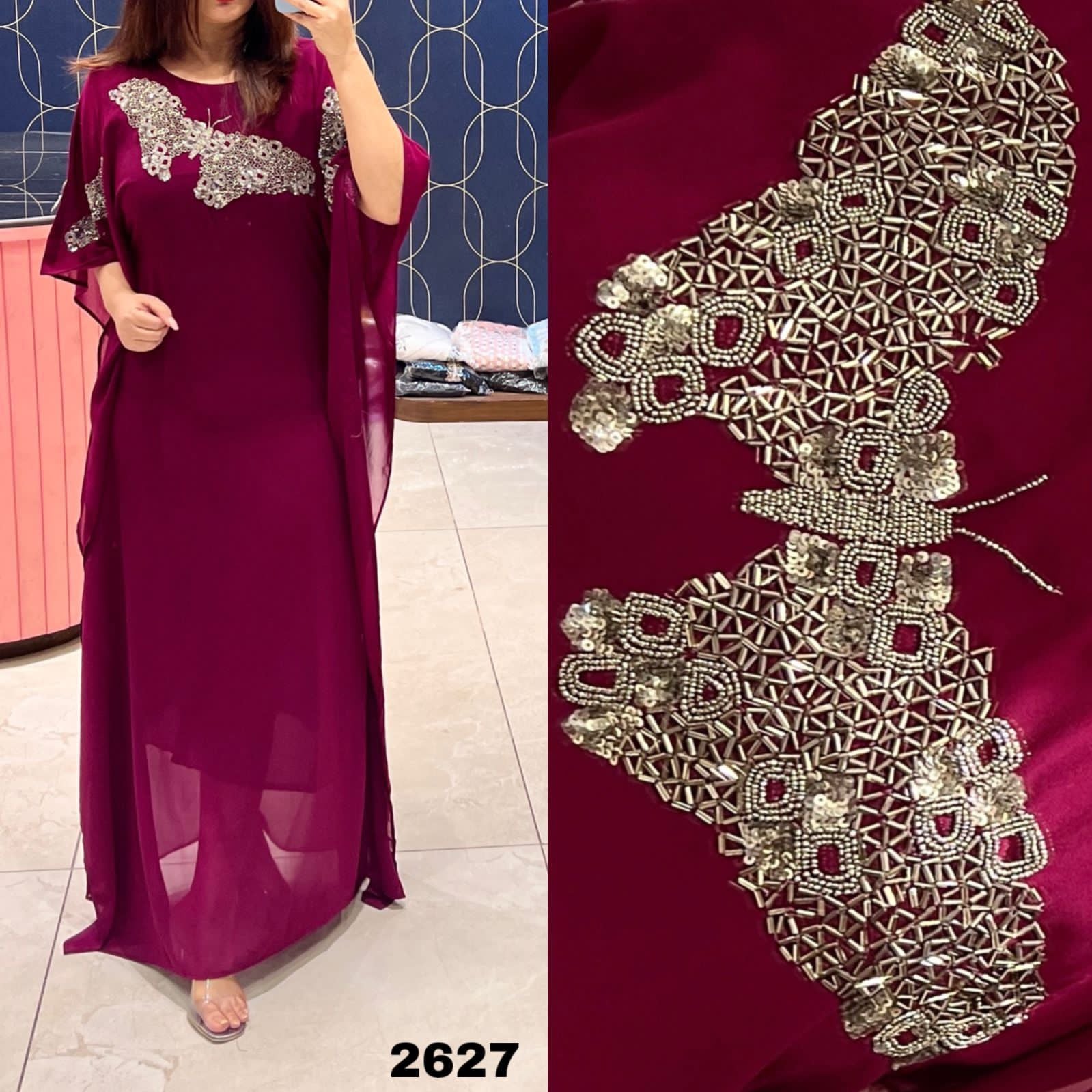 Georgette Indo Western Dress with handwork