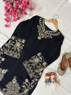 Premium Black Embroidered Muslin Co-ord Set