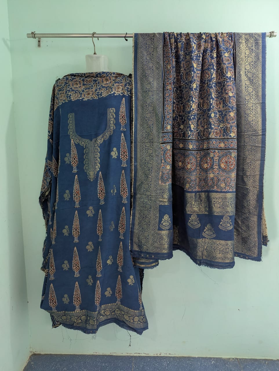 Dola Silk Ajrakh Hand Block 2 pc Suits