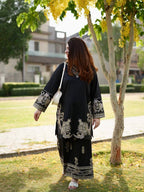 Premium Black Embroidered Muslin Co-ord Set