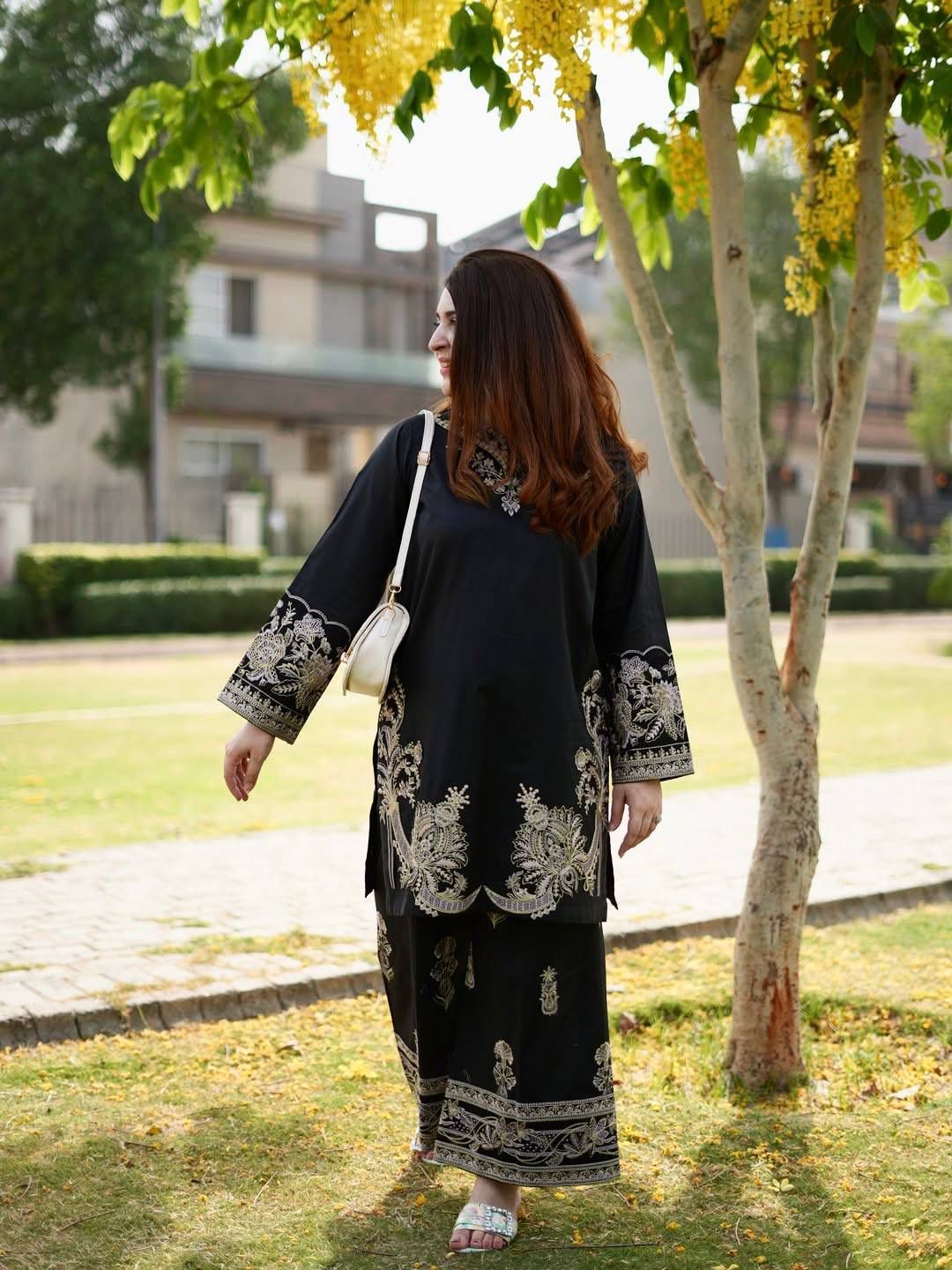 Premium Black Embroidered Muslin Co-ord Set