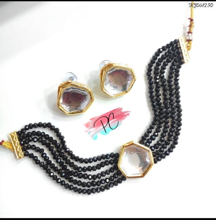 Crystal Moti Kundan Choker Sets