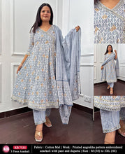 Load image into Gallery viewer, Cotton Stitched Anarkali 3 Pc Set