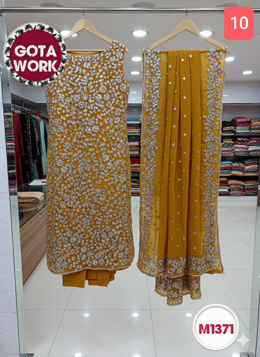 Georgette Chiffon heavy gota patti embroidery suit