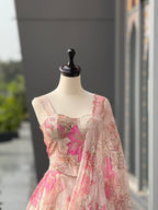 Organza Digital Print Lehenga with Corset Blouse