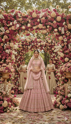 Soft Butterfly Net Bridal Lehenga Choli with sequins embroidery