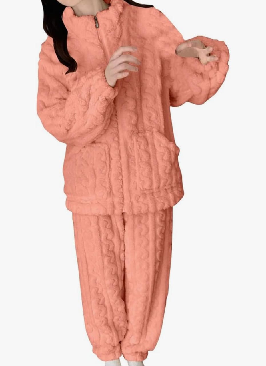 Zipper PJ Warm Night Suits