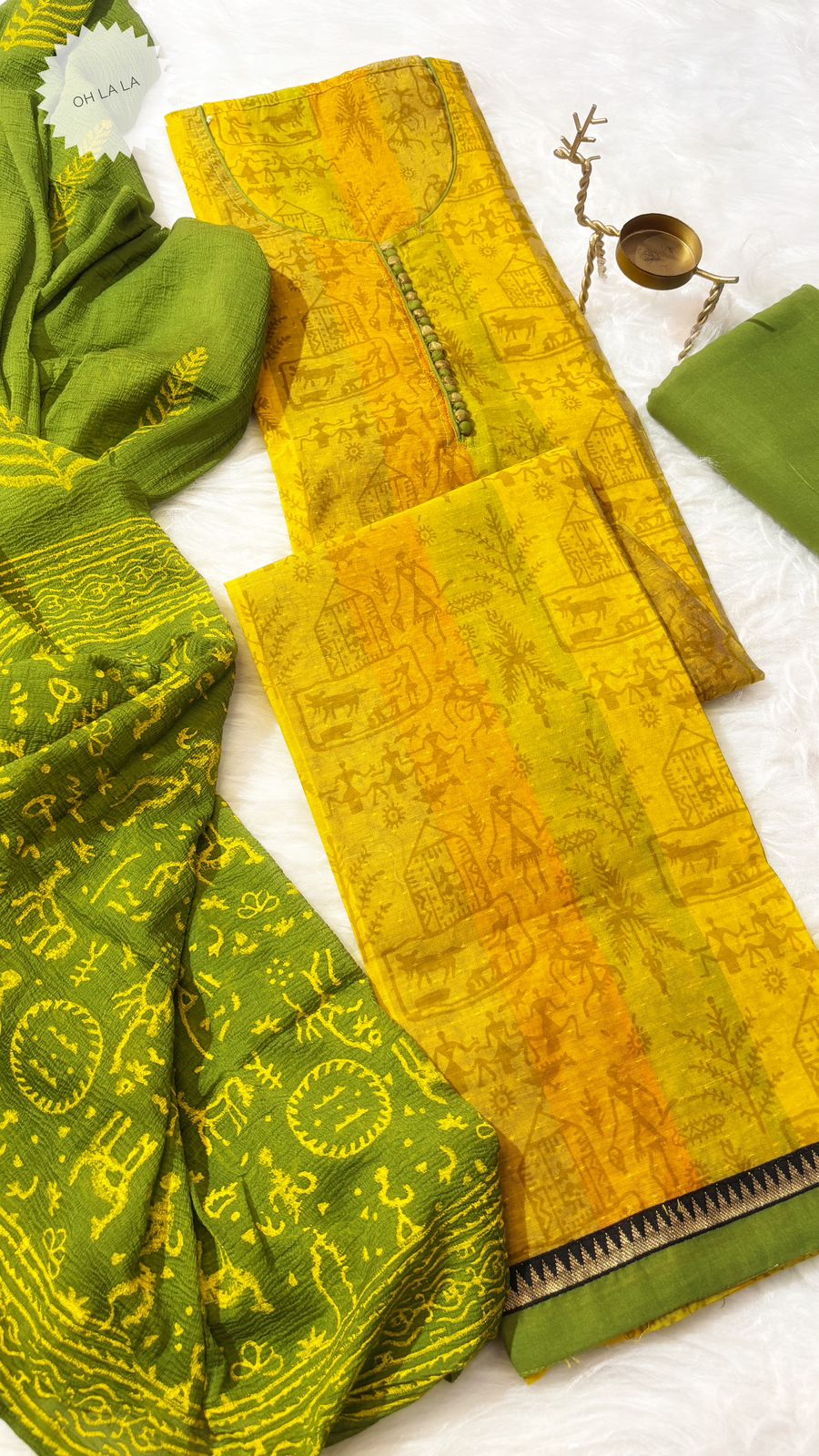 Handloom Cotton Suit with warli print