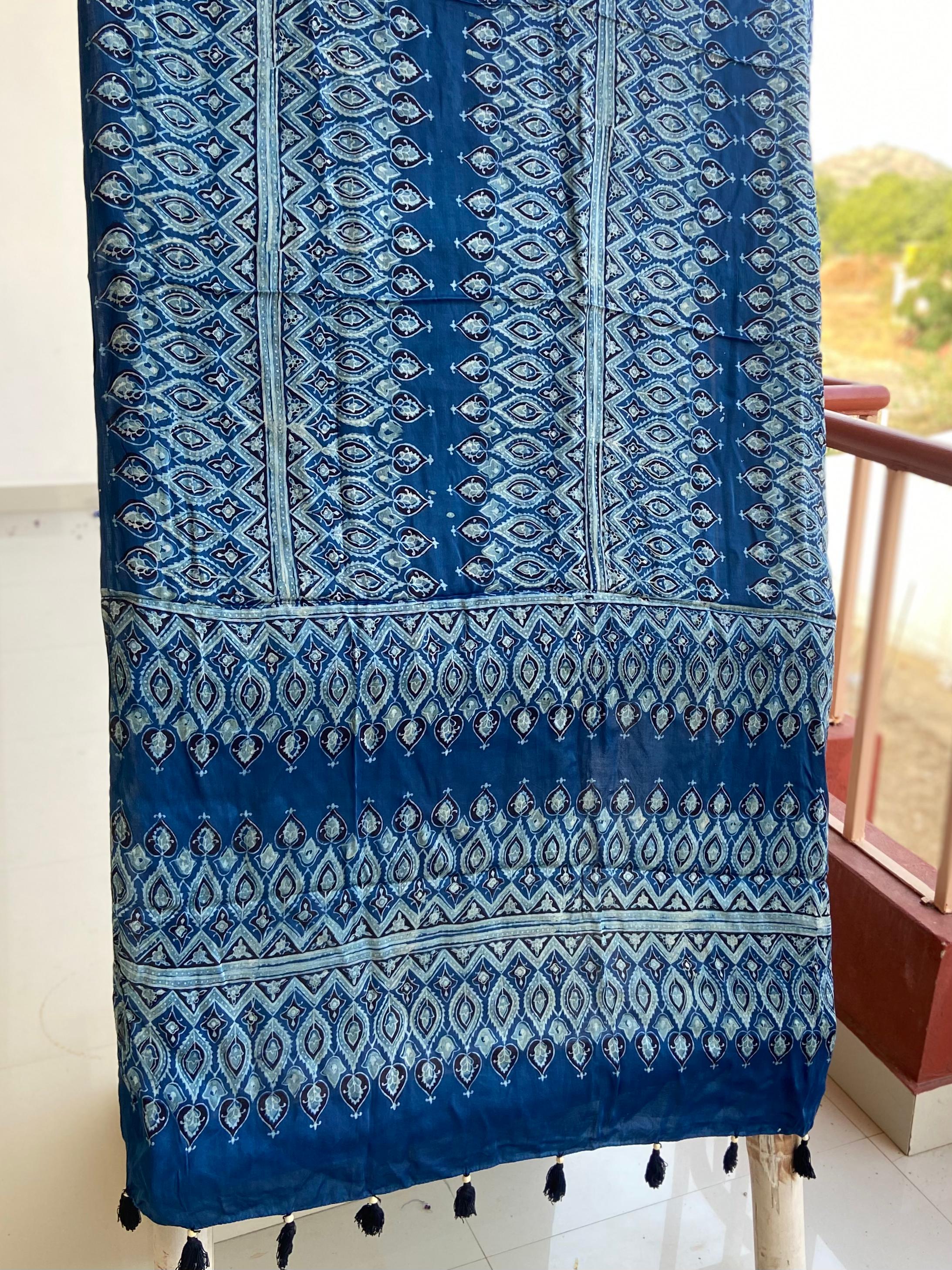 Ajrakh Handblock Modal Silk Dupattas