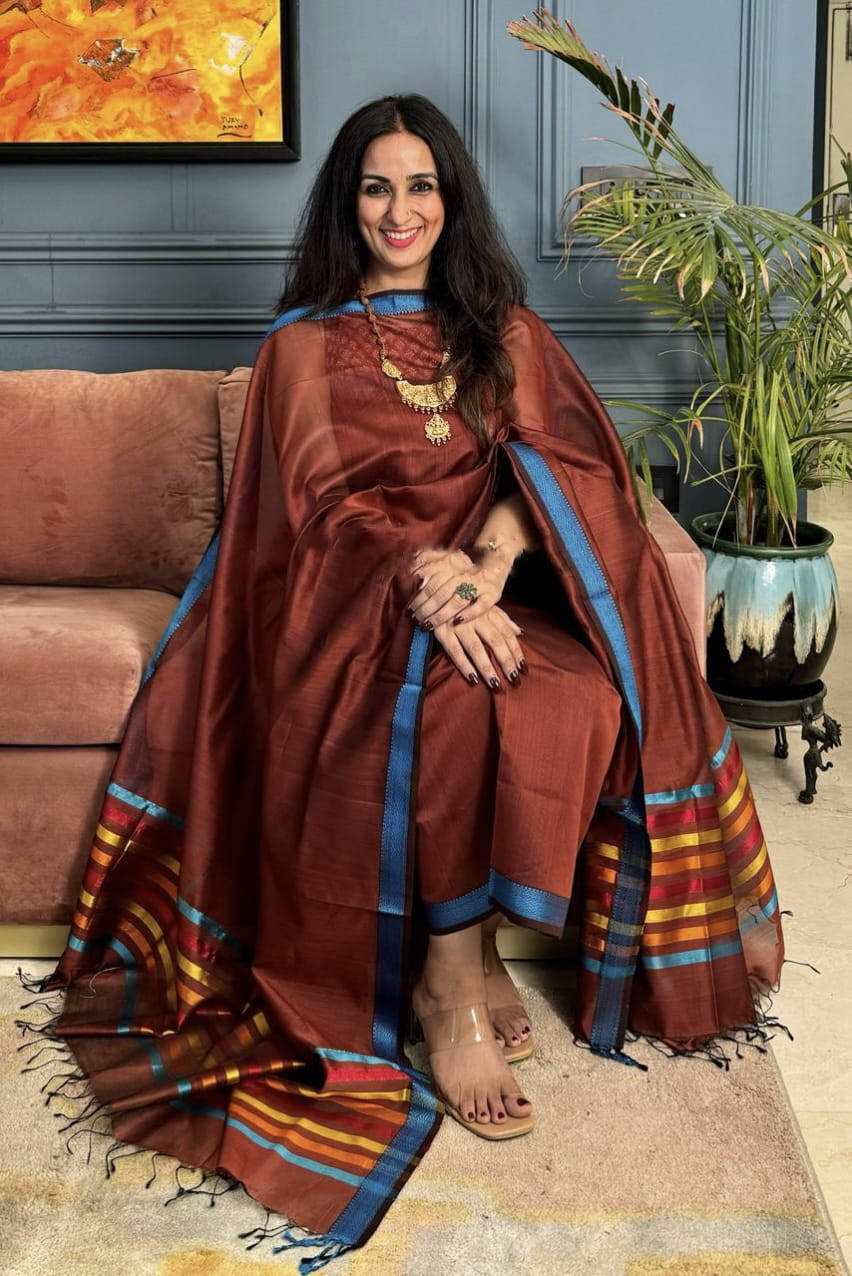 Beautiful Hand Woven Maheshwari Silk Cotton Fabric
