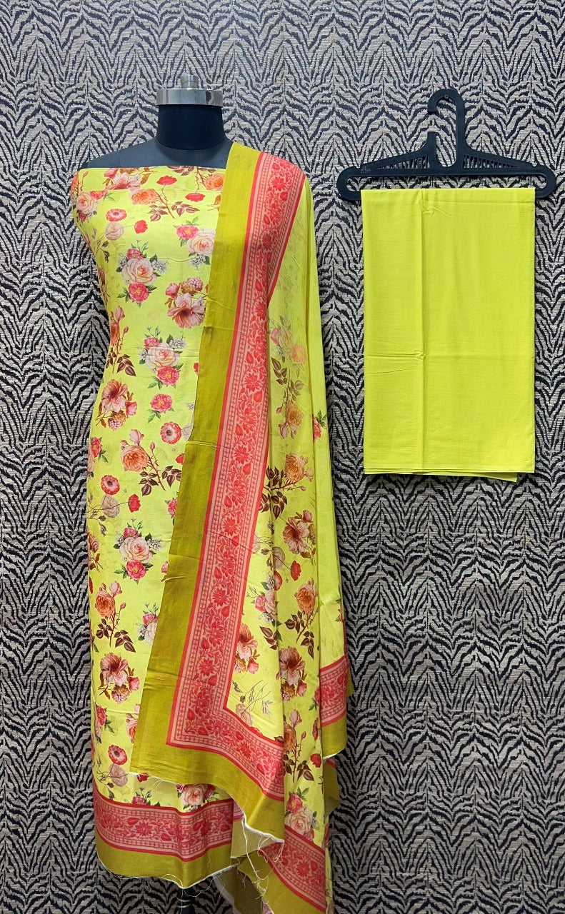 Mercirised Silk Maheshwari Printed Suit