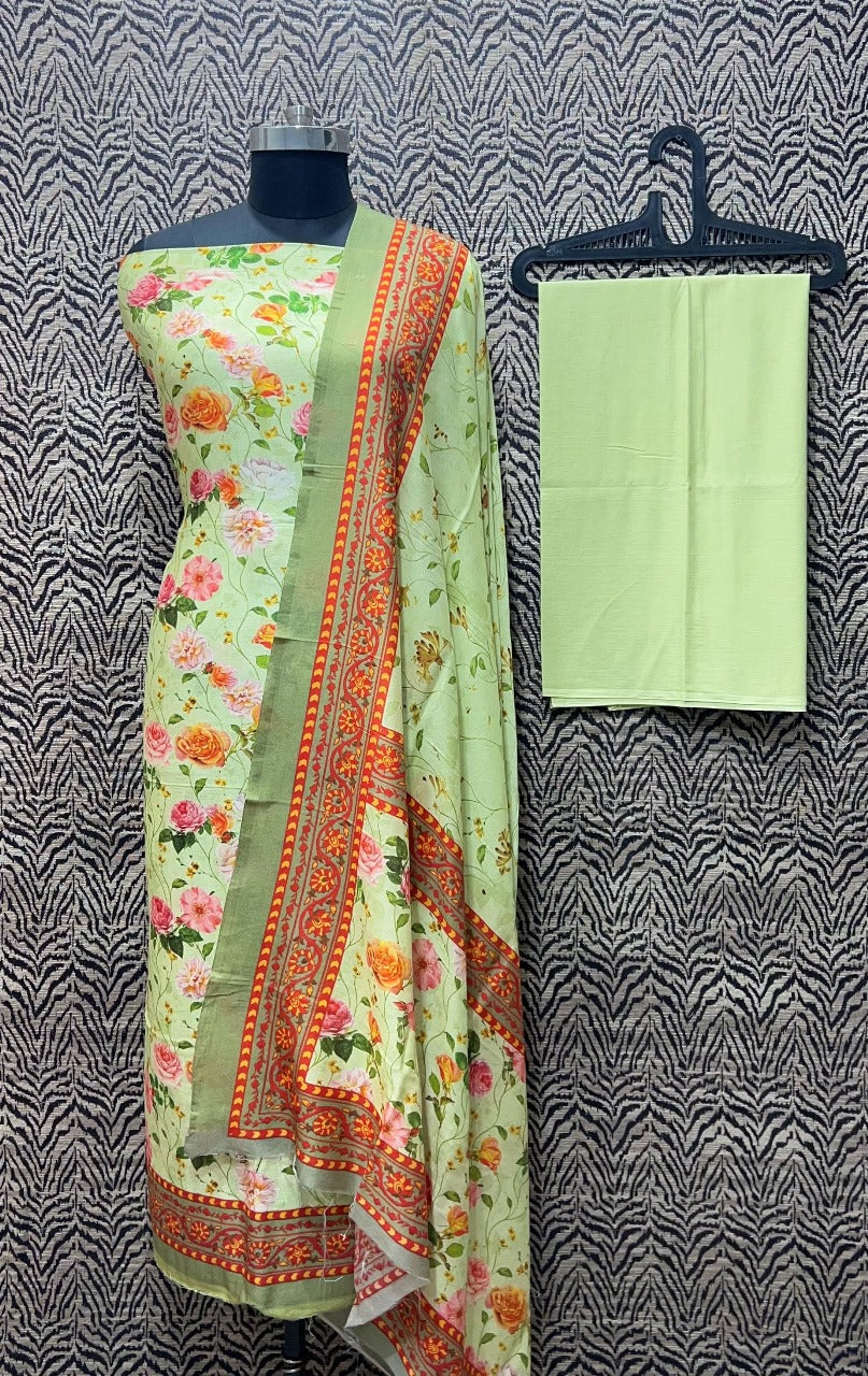 Mercirised Silk Maheshwari Printed Suit