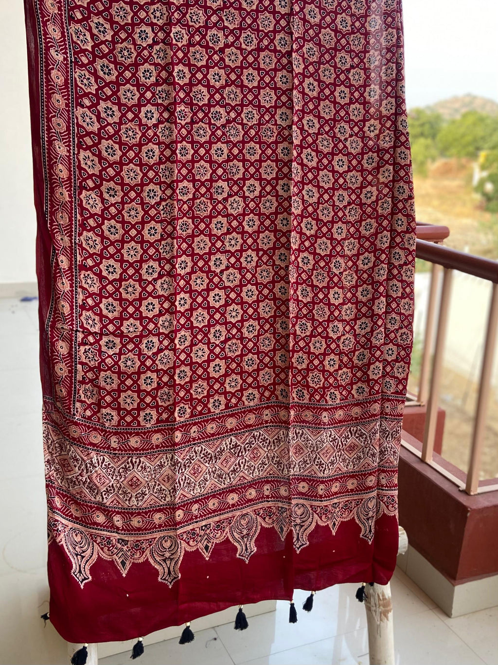 Ajrakh Handblock Modal Silk Dupattas