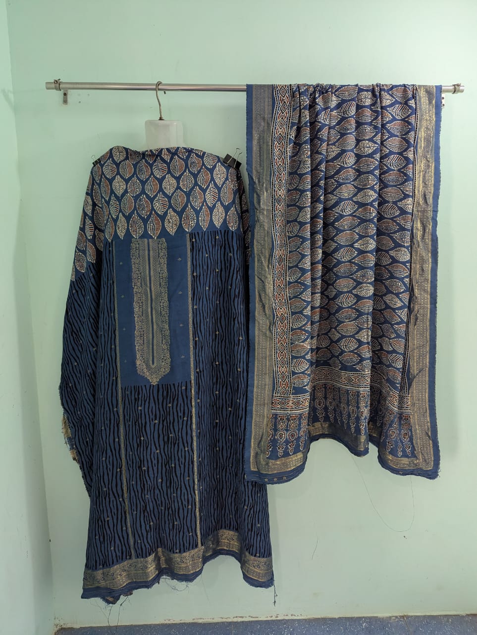 Dola Silk Ajrakh Hand Block 2 pc Suits