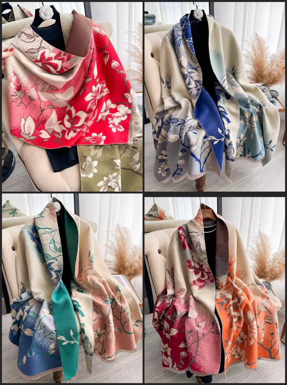 Floral Luxury Shawl Reversible