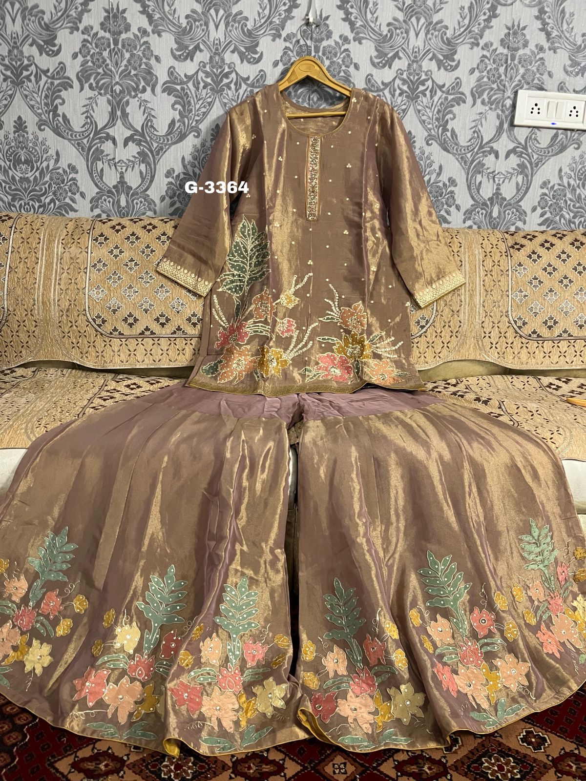 Tissue Benarsi Stitched Garara Set