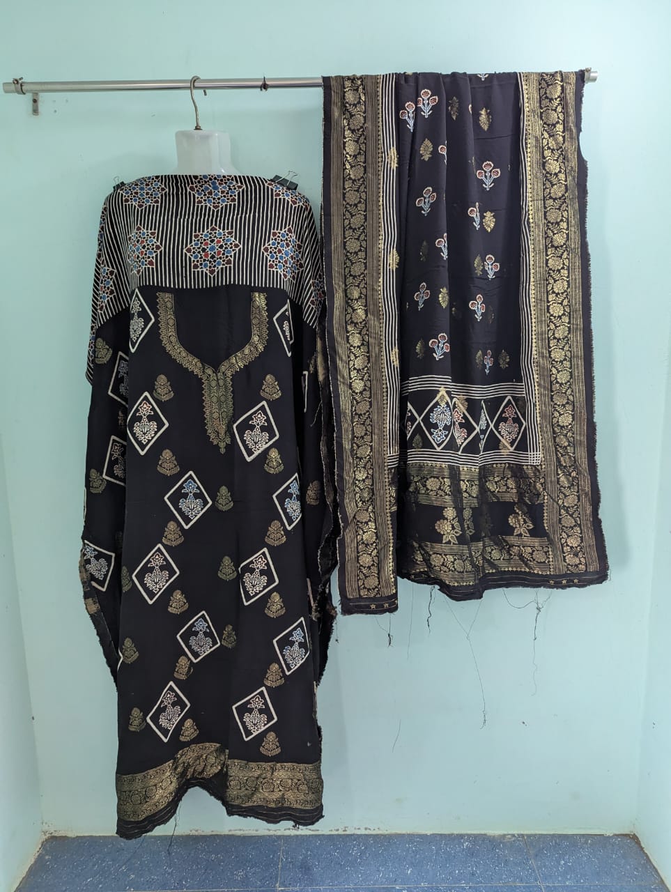 Dola Silk Ajrakh Hand Block 2 pc Suits