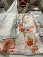Georgette Crop Top with Digital Print Silk Lehenga