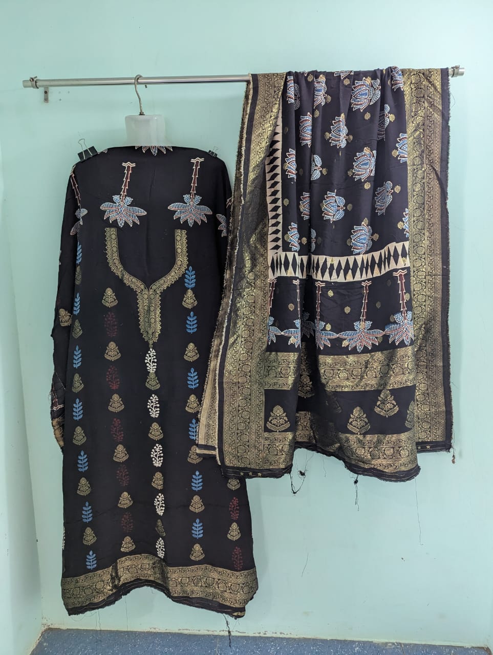 Dola Silk Ajrakh Hand Block 2 pc Suits